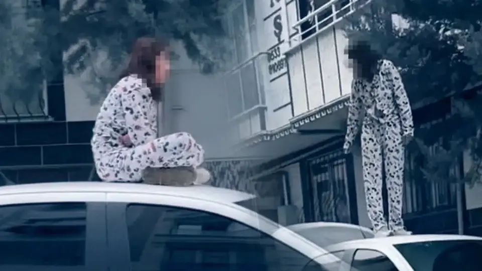 Pijamalı kadın sokağı karıştırdı!