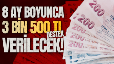 8 ay boyunca 3 bin 500 TL destek verilecek!