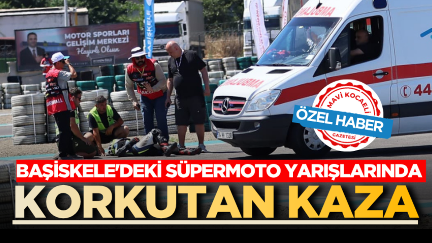 Başiskele'deki Süpermoto yarışlarında korkutan kaza