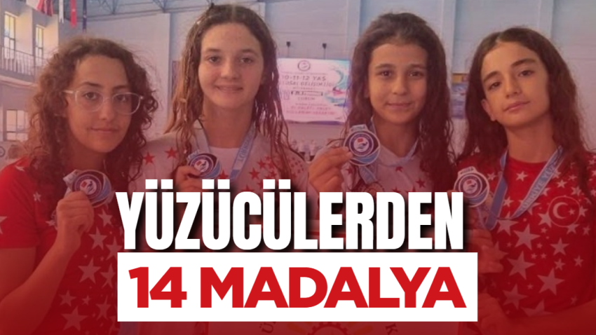 Yüzücülerden 14 madalya