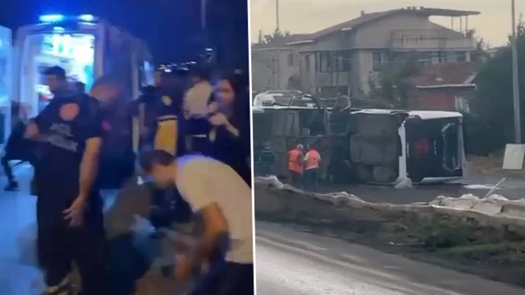 Havalimanı servisi devrildi: 18 yaralı