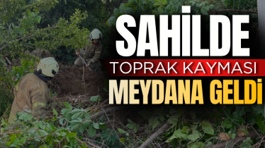 Sahilde toprak kayması meydana geldi