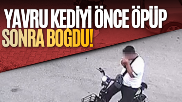 Yavru kediyi önce öpüp sonra boğdu!