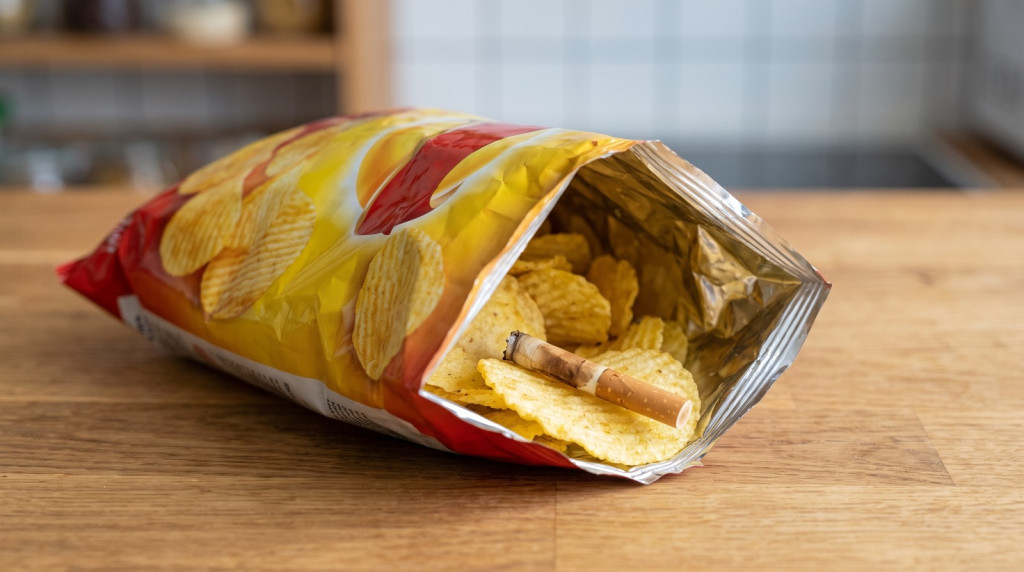Kocaeli’de cips yerken fark ettiler! İçinden sigara çıktı 